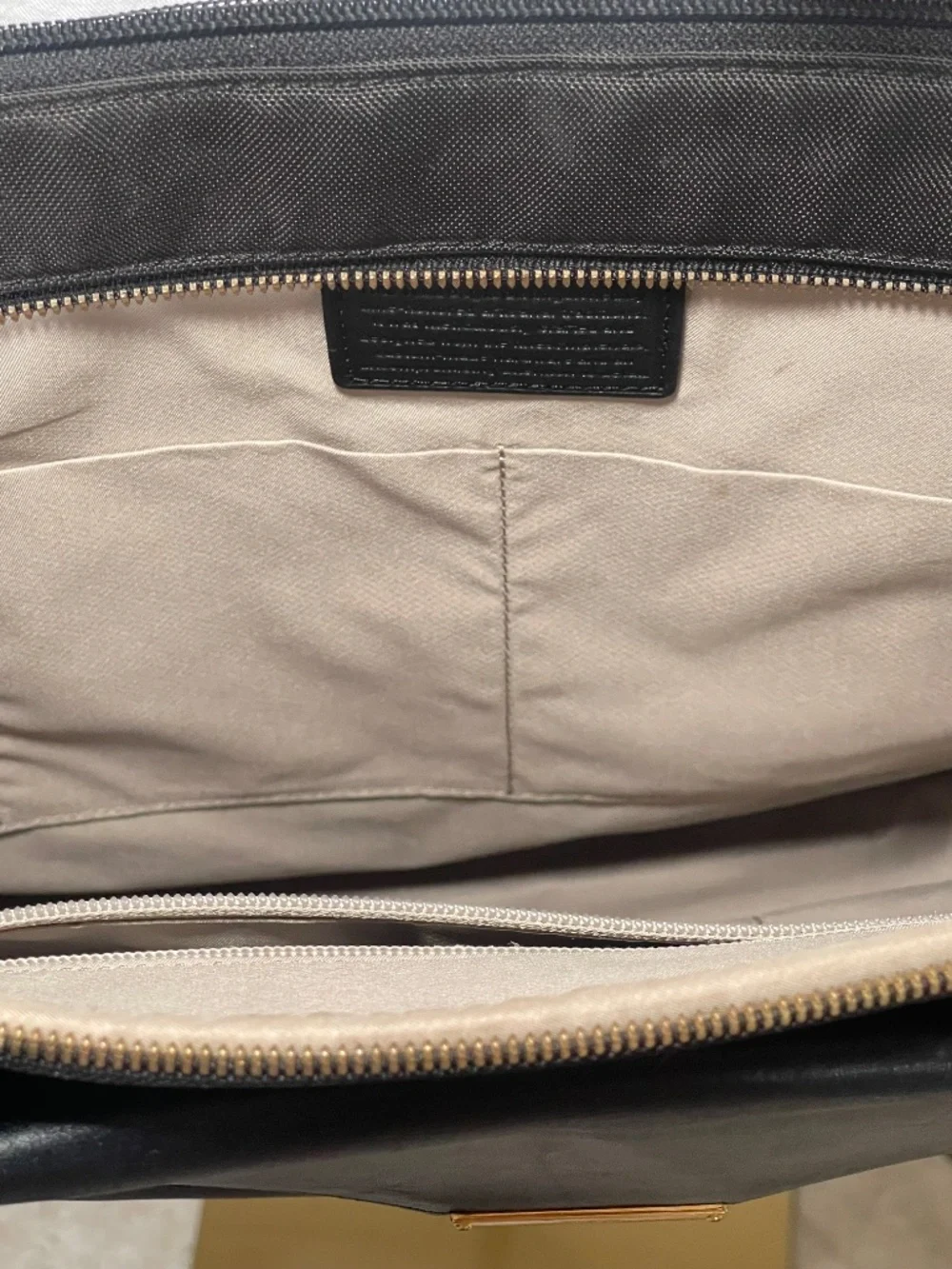 TUMI Larkin Erin Ballistic Nylon Leather Trim Briefcase Laptop Bag Gold Hardware